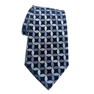 Calvin Klein Men's Silk Tie Black Blue Geometric 59"x4" Business Attire Career